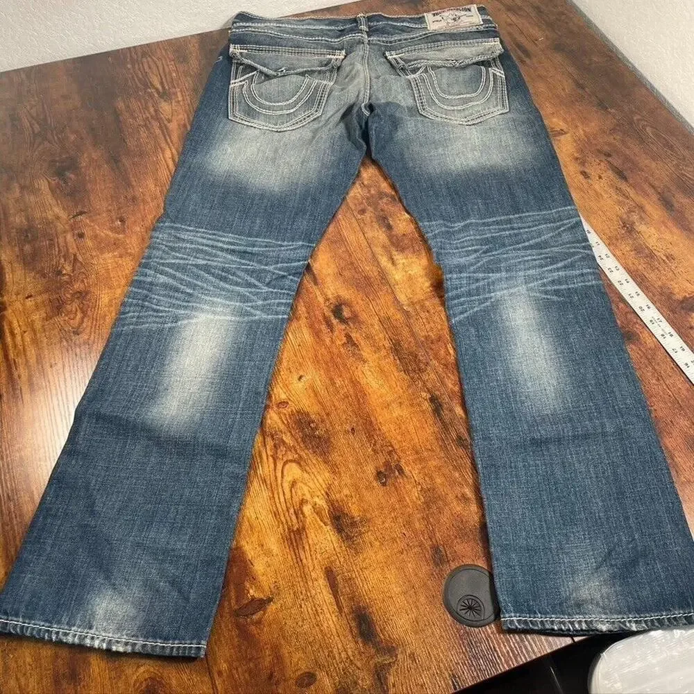 True‎ Religion Straight With Flaps Mega T Blue Jeans Mens 38X34